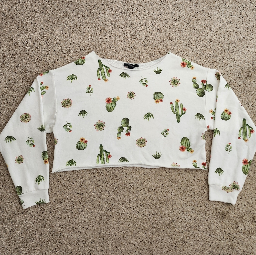 Forever 21 Cactus Cropped Sweater